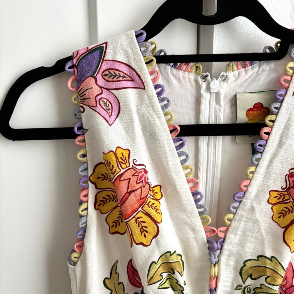 Farm Rio x Anthropologie Floral V-Neck Linen Maxi Dress - Picture 6 of 7